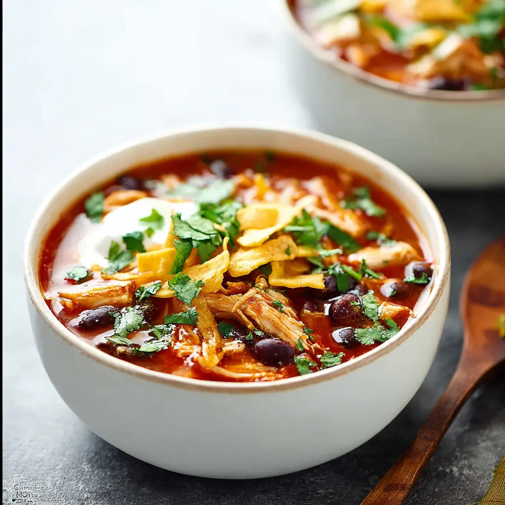 Slow Cooker Chicken Enchilada Soup Warm Comforting Recipe You Need to Make Now 1 Slow Cooker Chicken Enchilada Soup recipe, served and ready to eat, easy homemade dish