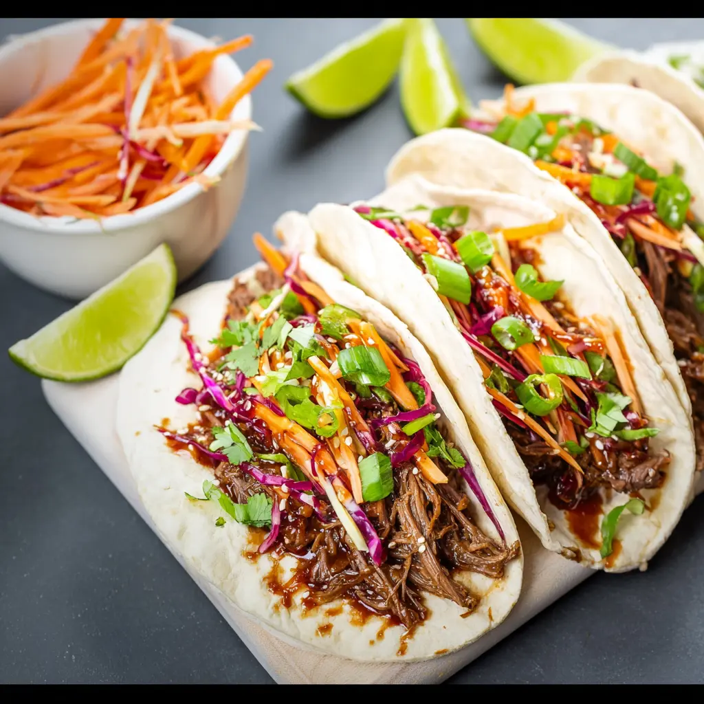 Slow Cooker Korean Gochujang Beef Tacos Your Family Will Love 1 Slow Cooker Korean Gochujang Beef Tacos recipe, served and ready to eat, easy homemade dish