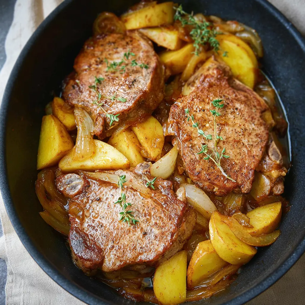 Slow Cooker Pork Chops Apple Cozy New Way to Make a Satisfying Dinner 1 Slow Cooker Pork Chops Apple recipe, served and ready to eat, easy homemade dish