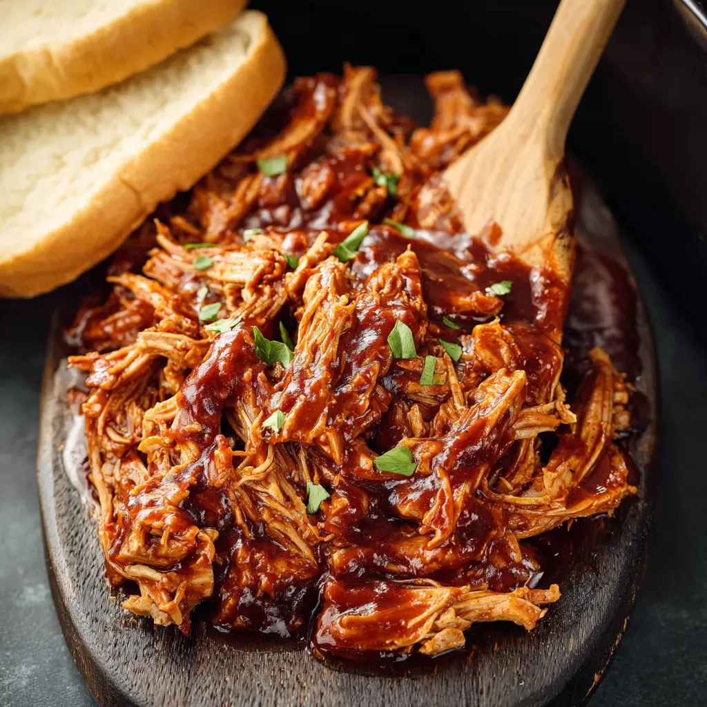 BBQ Pulled Chicken Crockpot Cozy Satisfying Dinner Your Family Will Love 2 BBQ Pulled Chicken Crockpot recipe, served and ready to eat, easy homemade dish