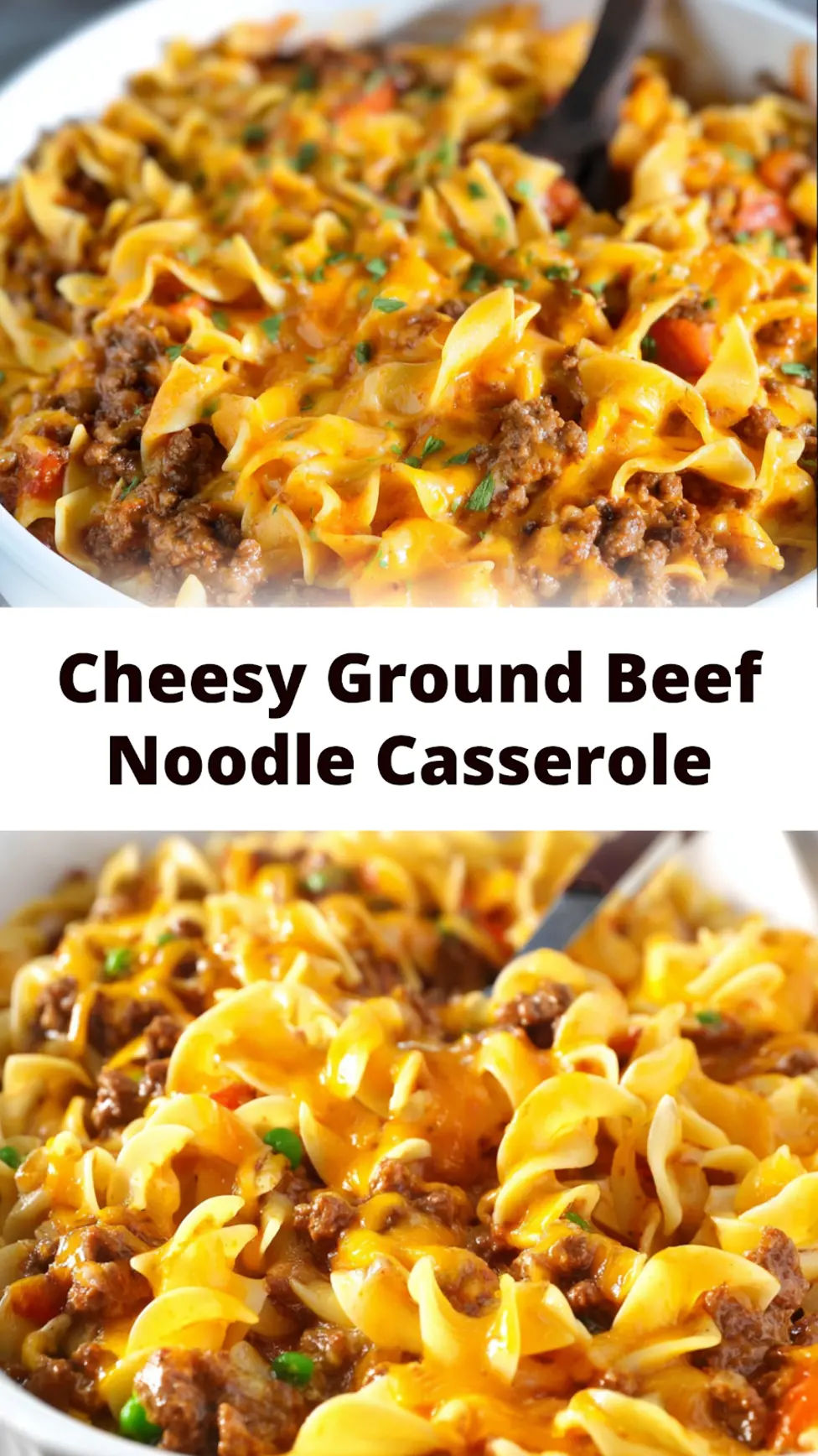 Cheesy Ground Beef Noodle Casserole Cozy Satisfying Dinner Your Family Will Love 3 Cheesy Ground Beef Noodle Casserole served and ready to eat, easy homemade comfort food dish