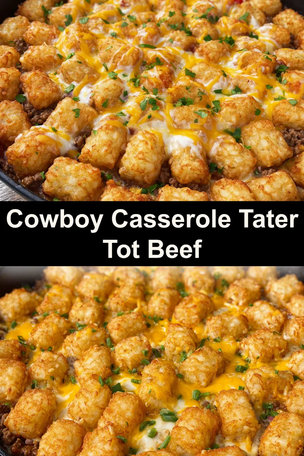 Cowboy Casserole Tater Tot Ground Beef Cozy Comfort Your Family Will Love 3 Cowboy Casserole Tater Tot Ground Beef recipe, served and ready to eat, easy homemade dish
