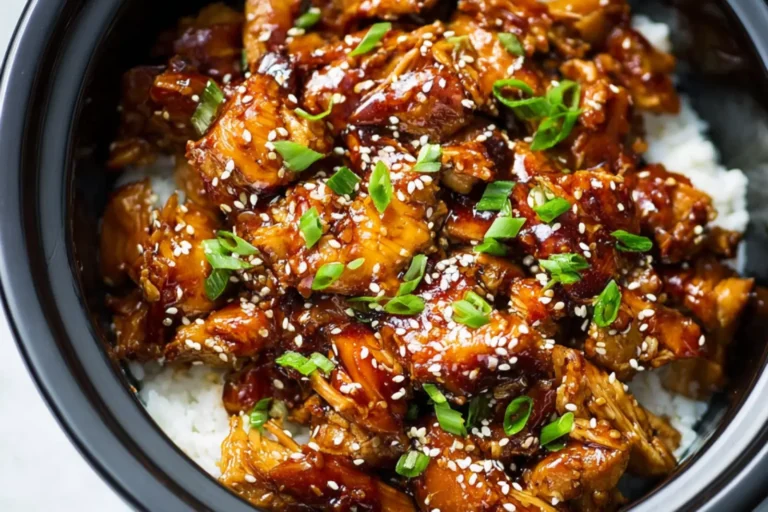 CROCKPOT TERIYAKI CHICKEN recipe, served and ready to eat, easy homemade dish