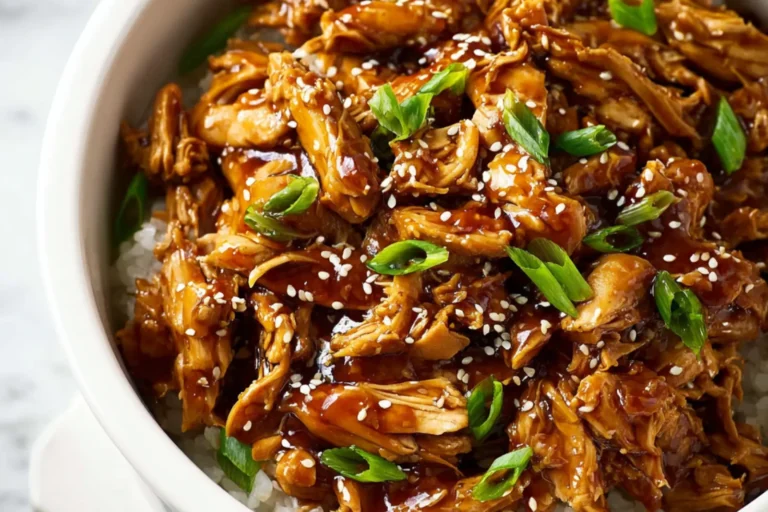 Crockpot Teriyaki Chicken Rice recipe, served and ready to eat, easy homemade dish