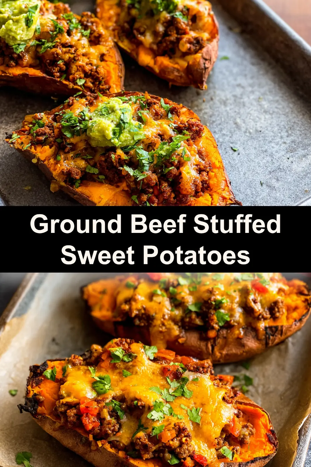 Ground Beef Stuffed Sweet Potatoes Cozy Satisfying Dinner Your Family Will Love 3 Ground Beef Stuffed Sweet Potatoes recipe, served and ready to eat, easy homemade dish