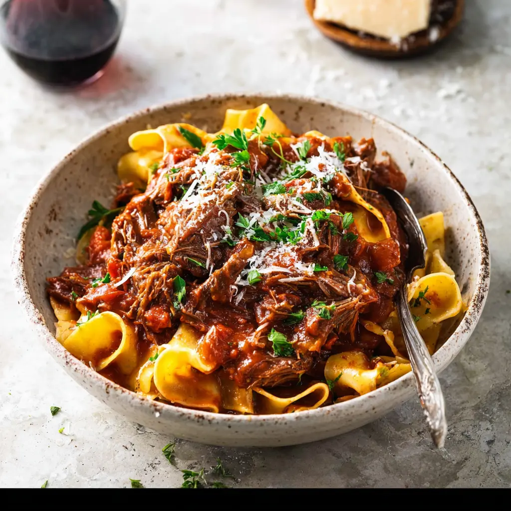 Slow Cooker Beef Ragu Pasta Cozy Rich Comfort Your Family Will Love 2 Slow Cooker Beef Ragu Pasta served in a bowl, ready to eat