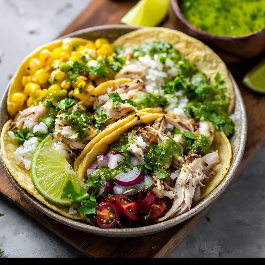 Slow Cooker Chicken Verde Tacos Your New Favorite Cozy Dinner 2 Slow Cooker Chicken Verde Tacos served and ready to eat