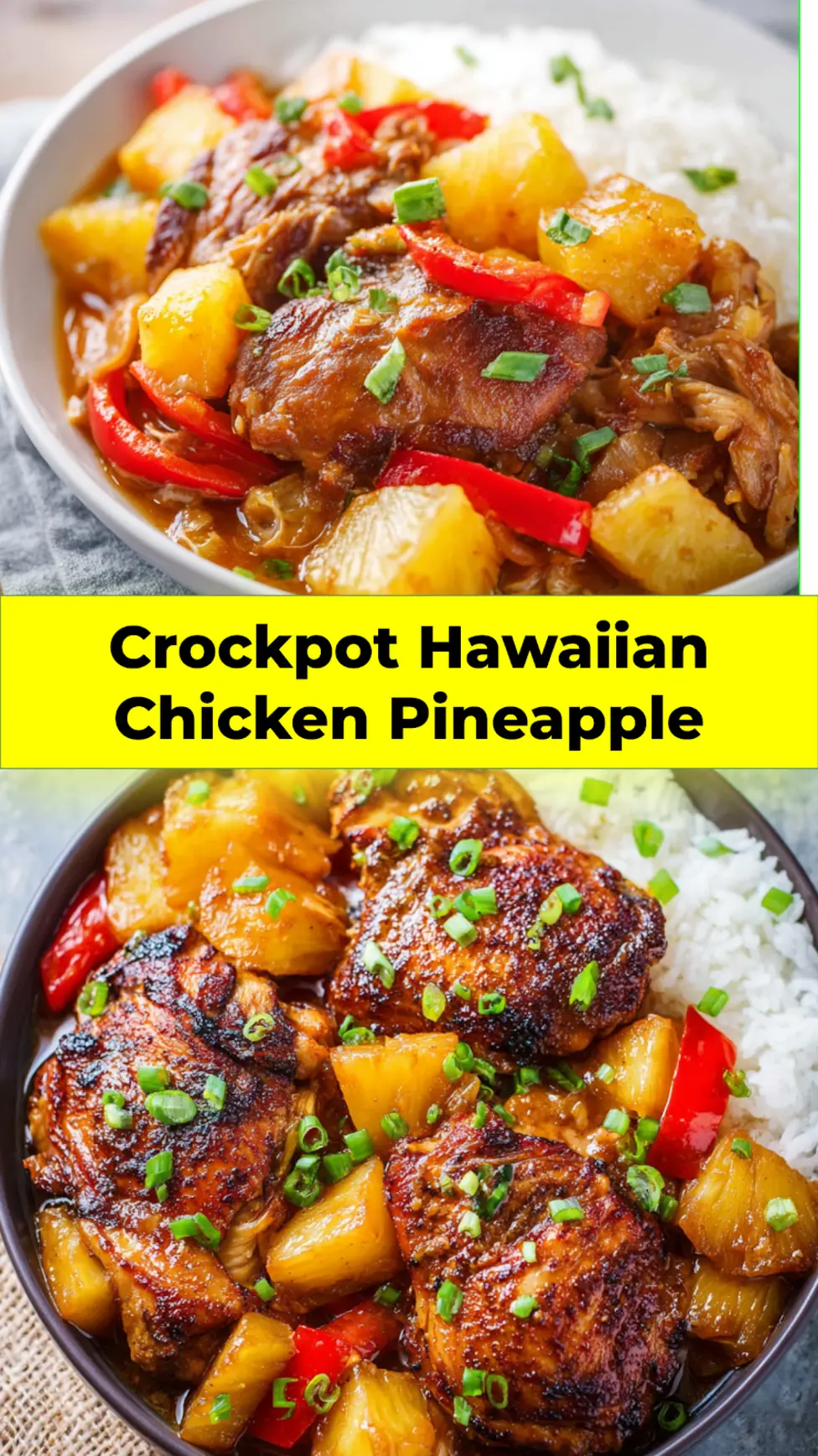 Hawaiian Chicken Crockpot Pineapple Cozy Satisfying Dinner Your Family Will Love 3 Slow Cooker Hawaiian Chicken Pineapple recipe, served and ready to eat, easy homemade dish