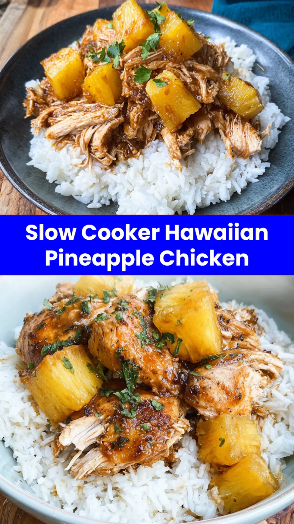 Slow Cooker Hawaiian Pineapple Chicken Warm Satisfying Recipe You Will Love 3 Slow Cooker Hawaiian Pineapple Chicken served over rice, easy slow cooker dinner recipe