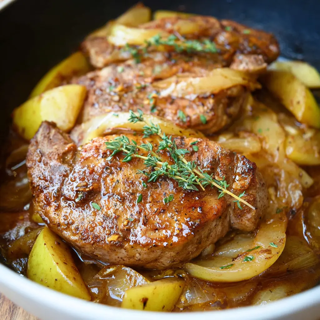 Slow Cooker Pork Chops Apple Cozy New Way to Make a Satisfying Dinner 2 Slow Cooker Pork Chops Apple recipe, served and ready to eat, easy homemade dish