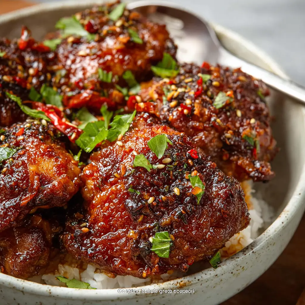 Crockpot Chicken Thighs Sweet Spicy Cozy Flavors Your Family Will Love 2 Sweet Spicy Crockpot Chicken Thighs recipe, served and ready to eat, easy homemade dish