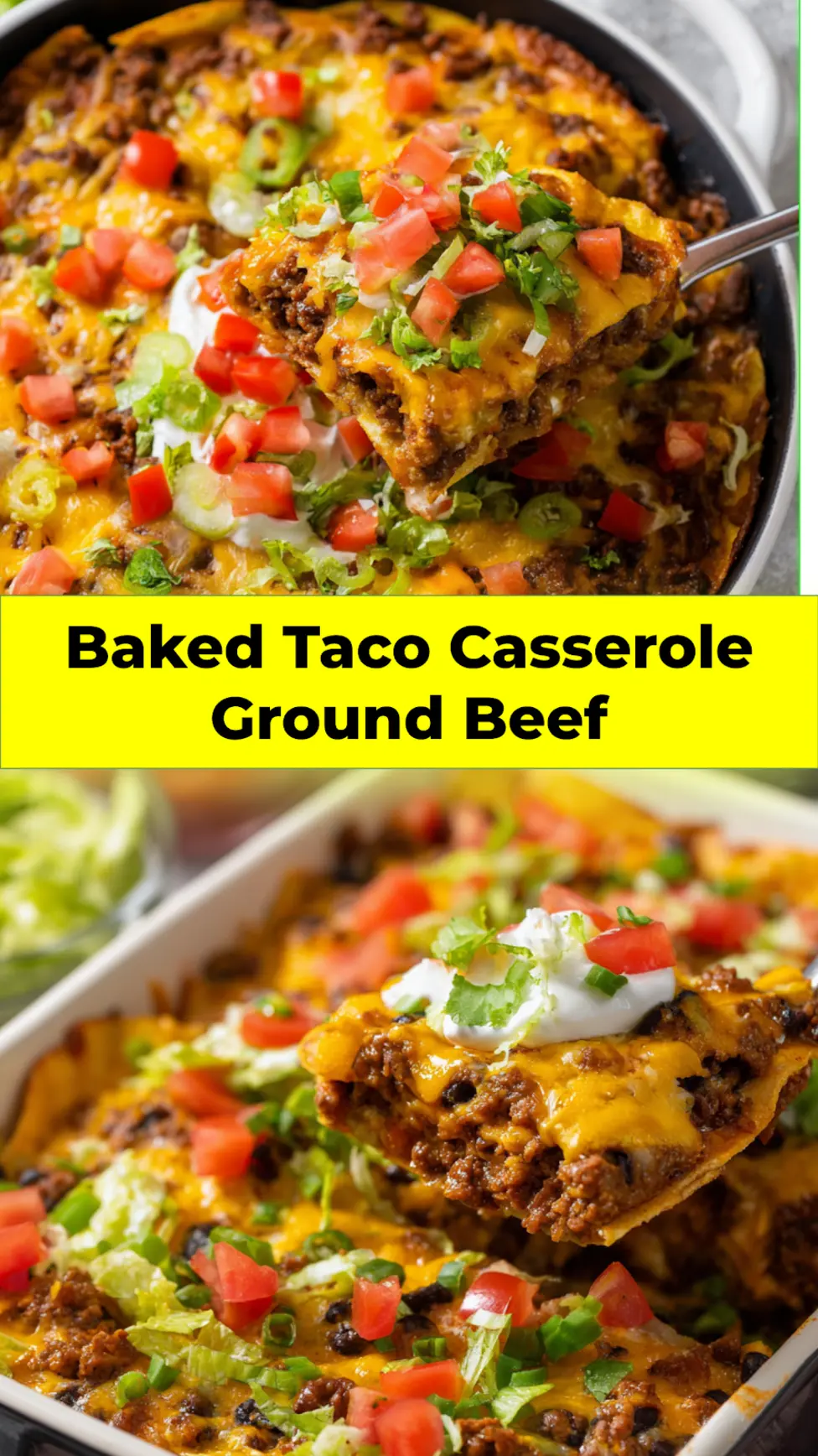 Taco Casserole Ground Beef Baked Warm and Satisfying Your New Favorite Dinner 3 Baked taco casserole with ground beef and melted cheese, layered in a baking dish easy weeknight dinner recipe